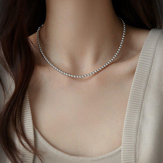 Yuansi Shijia Zhen Duo Ma Platinum Gray Pearl Necklace Light Luxury Niche Sweater Chain Women's 2025 New Necklace 4mm + Magnetic Buckle (40cm)