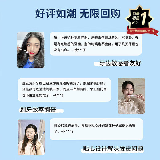 
Shuke Xiao Zhan's same wide-head soft-bristled toothbrush double spiral brush deep clean gingival protection 2 X2 high-efficiency anti-allergic new and old random