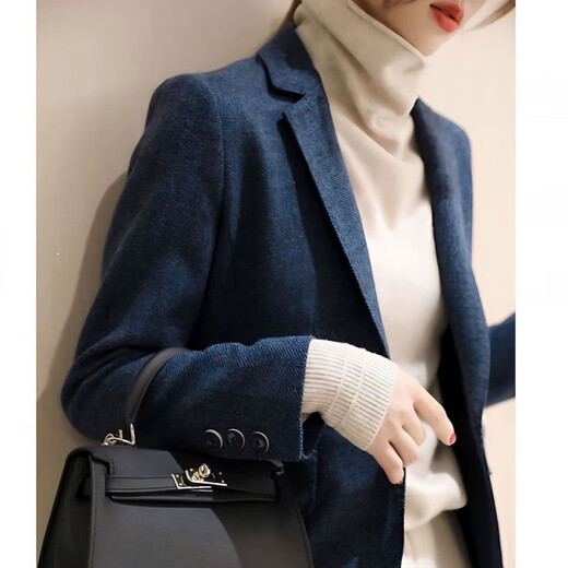 Luo Meng 2025 Spring and Autumn New Style Waist Fit Suit Jacket Design Niche Slim Casual Suit Women's Fashion Blue-1 234 Styles XL Recommended 100-110 Jin Jin equals 0.5 kg