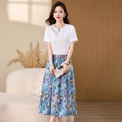 Ehangy国际大牌女装高端轻奢连衣裙夏季新款时尚气质休闲显瘦复古碎花裙 黄花 L 【高端礼盒】