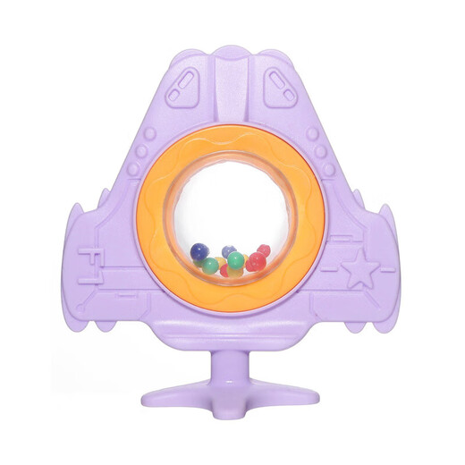 Baby bite molar stick, infant silicone teether, molar teeth fixator, rattle teether, airplane bell teether, airplane-rattle teether pink + PP chain to prevent falling off