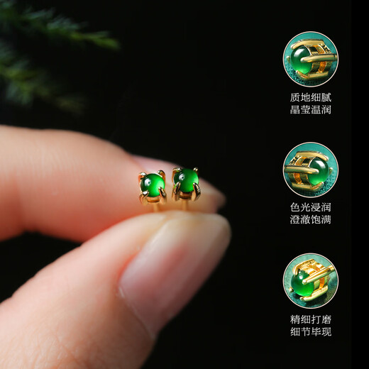Oriental Jade Exquisite Niche Versatile S925 Silver Inlaid Imperial Green Jade Earrings Stud Earrings for Women Birthday Gifts for Women