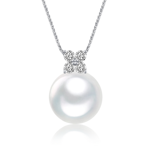 Laibofen four-leaf clover 18K gold Australian white pearl pendant necklace single Venus diamond style natural seawater clavicle chain 10-11mm heritage five-star Venus double certificate