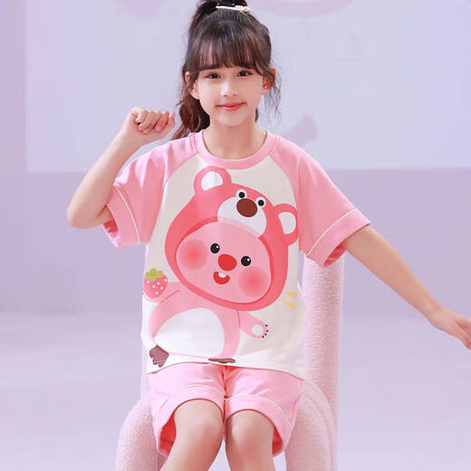 儿童睡衣纯棉短袖夏天薄款小海狸露比loppy卡通小女孩家居服套装 6629# 皮卡丘 160 22码身高-165CM
