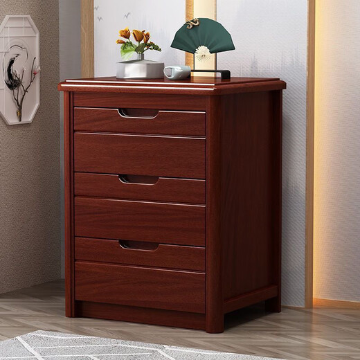Jingheng walnut solid wood bedside modern Chinese cabinet mini small ultra-narrow bedroom storage bedside storage cabinet walnut color 50cm wide