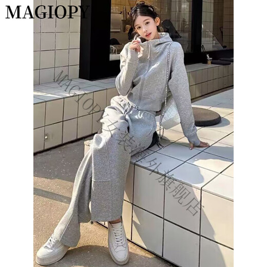 MAGIOPY国际奢侈高档品牌网红同款休闲运动套装女2025春洋气减龄韩版卫衣 浅粉色两件套 S(100斤以内)