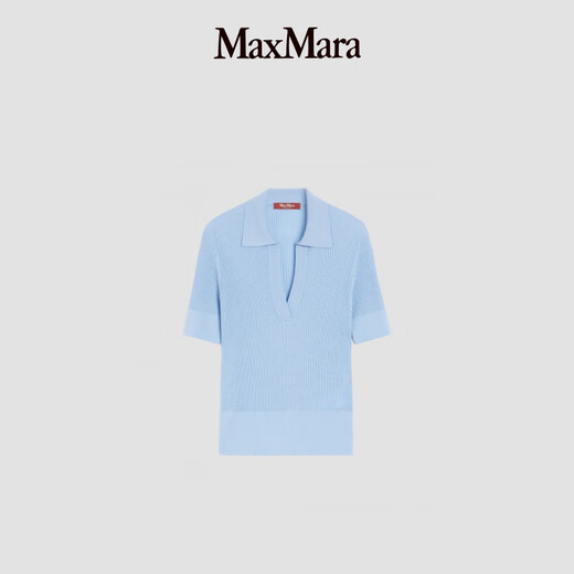 MaxMara 2025秋冬新品女装V领短袖针织毛衣6366045106 浅蓝色 XS