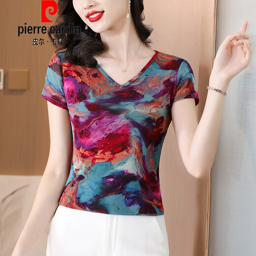 T-shirt à col de couleurs en maille Pierre Cardin Pierre pour les femmes en été New Slim à moitié à manches intérieure de la chemise à la mode petite chemise à manches courtes à manches courtes à manches 6189 Couleur d'image m