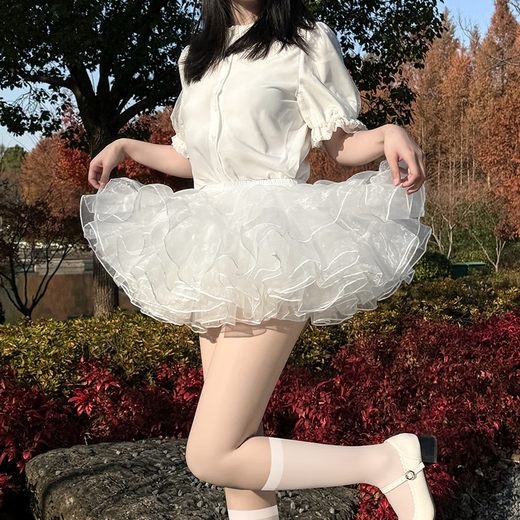 Lolita skirt with cherry blossoms, four layers of violent doggy short suspender skirt, flying boneless soft gauze brace, COS Lolita super puffy petticoat, four layers of gauze 40cm