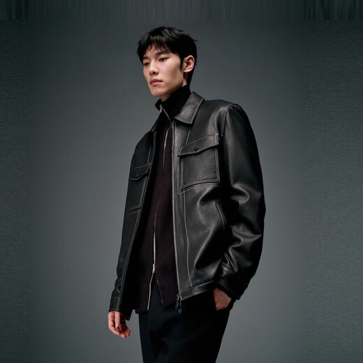 PeaceBird Men's Clothing [Jacket de cuero real] Chaqueta para hombres Top informal de invierno