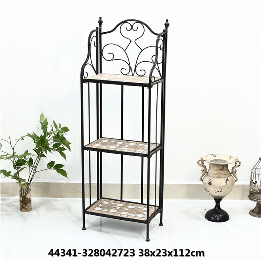 Collection of the Orphan Products of the Cat - American antique iron wood flower rack folding shelf flower pot storage shelf flower table green 42805-12804