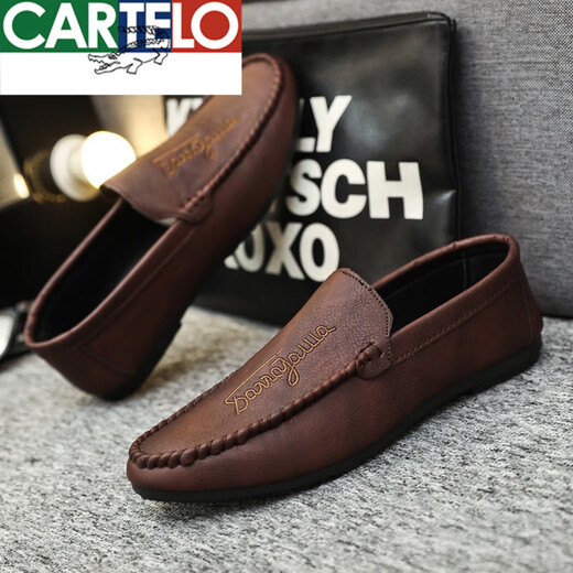 Cartelo Summer New Herren -Slipper 2025 Fahren lässige Lederschuhe weiche Sohle Herren trendige Straßenschuhe Internet Promi Schuhe D838 Black 39
