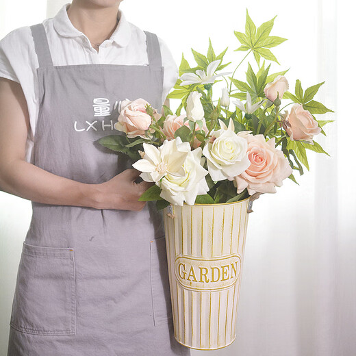 Réveil de fleur de fleur fenêtre ménage boutique de fleurs séchées arrangement de fleurs de fleurs nordic bancie décoration appliance fleur sn1478 rétro blanc (petite hauteur 25 cm) largeur 15x hauteur 25cm