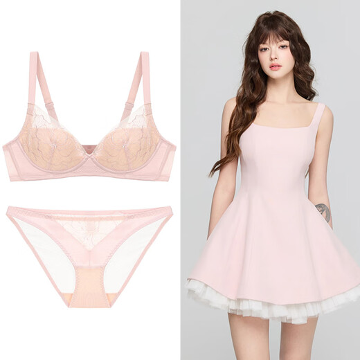 Victoria Palace Lace Bra No Wires Showing Breast Size Breast Support Push-up Breast Control Adjustable Bra Low Waist Panties Set Pink L