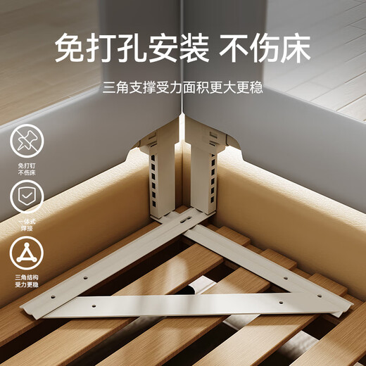 M-CASTLE bed fence baby bed guardrail baby bedside anti-fall baffle to prevent falling off bed guardrail single side lifting without punching Star Gray three-sided installation (combination model without punching installation) 1.8m bed type (1.8m+2.0m+2.0m)