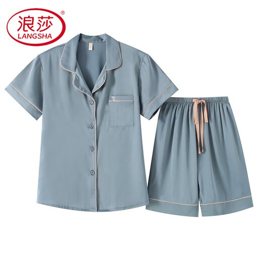 Langsha Light Luxus kurzärmelige Shorts Pyjamas Frauen High-End New Summer Solid Color Real Satin Anzug dünne Freizeitkleidung 3899 Brown L (Gewicht 99 bis 108)