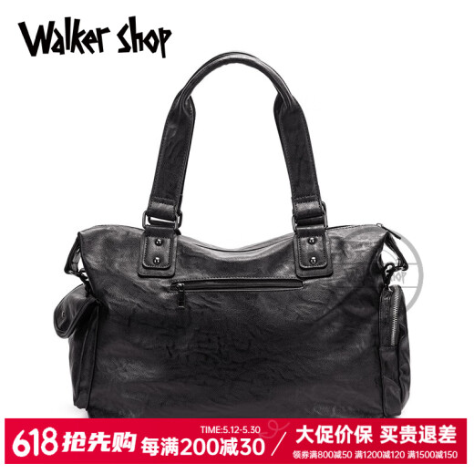 Walker Shop Reisetasche echte Leder Handtasche Business Trip Gepäckbeutel Herrenbeutel Cowide lässig große Kapazität Umhängetasche Crossbody Schwarz