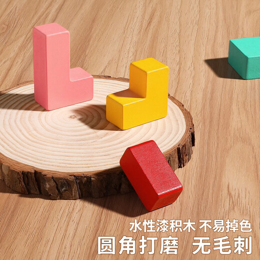 俄罗斯方块积木益智玩具拼图3到6岁拼装生日礼物男孩女孩亲子玩具 中号俄罗斯方块+四色双面走位棋