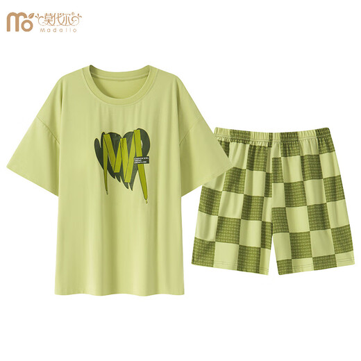 莫代尔睡衣夏季女冰.丝.绸带胸垫夏天短袖大码可外穿家居服两件套装 胸垫款凉爽12611 M 女(70-95斤)