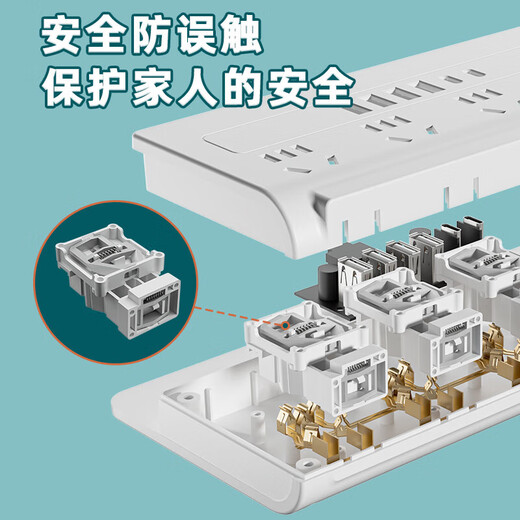 La prise de protection contre la foudre entièrement en cuivre peut grimper au mur multi-fonctionnelle multi-usages avec port USB à charge rapide avec câble E5 avec 4USB + 2PD 4,8 mètres