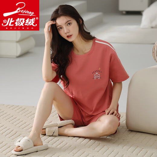 北极绒2025年新款睡衣女夏纯.棉短袖短裤春秋款夏天夏款可外穿家居服套 ZH-9859#短裤 M (80-100斤)