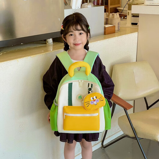 Kindergarten schoolbag boys and girls children travel backpack elementary schoolbags baby travel outdoor contrast color outing backpack ZW-0833# green small wallet