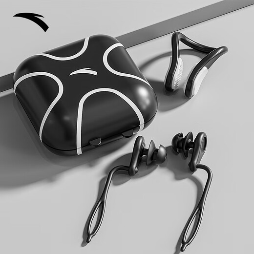 ANTA earplugs and nose clip for adult diving silicone waterproof and non-slip, children's anti-choking special professional swimming equipment, dark night black earplugs + nose clip