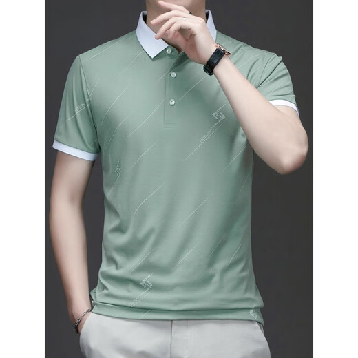 Kooshi Luxus Polo-Shirt Herren-Revers halbärmelige Top 2025 Sommer Neugeschäft Casual Kurzärmer T-Shirt Männer 1105 Grün M [90-110jin [Jin gleich 0,5 kg]]