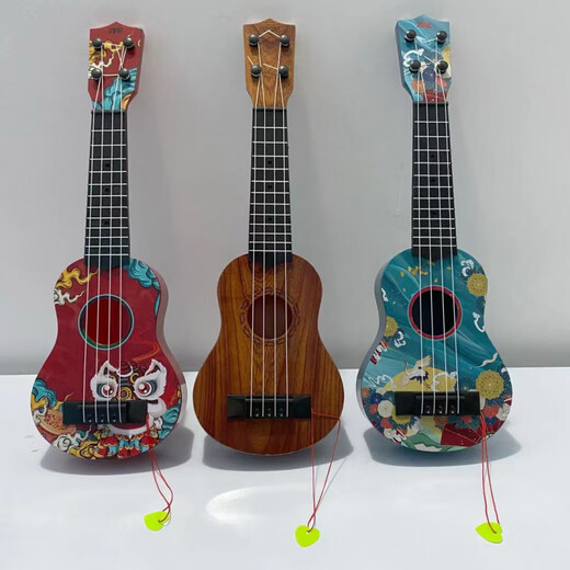 
GQP Children's Ukulele Small Guitar Large Size Playing Simulation Beginner Music Instrument Baby Music Toy Model Imitation Mahogany 38cm