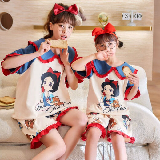 Arctic Velvet (Bejirog) Mutter und Tochter Pyjamas Sommer kurzärmelige Puppenkragen