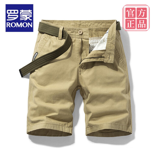 罗蒙（ROMON）高档品牌多口袋棉质工装短裤男宽松直筒五分夏季ins休闲中裤棉 17152蓝色 28