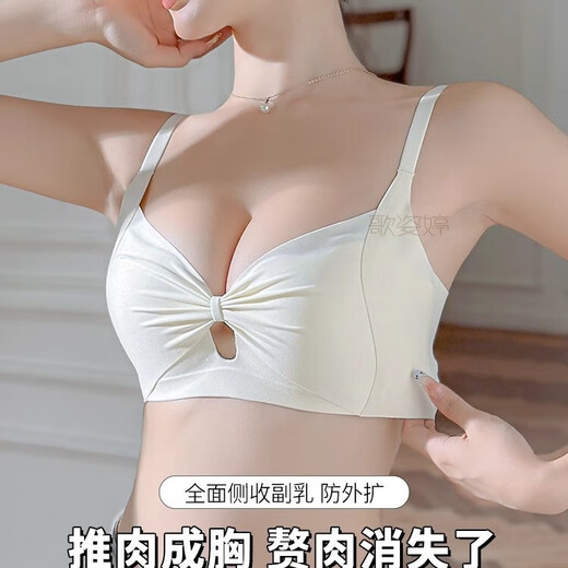 无痕内衣女聚拢小胸显大夏薄款收副乳防下垂提拉上托无钢圈文胸罩 R-提拉公主杯 灰紫 M  34/75AB