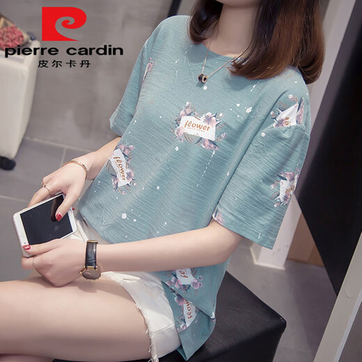皮尔卡丹（pierre cardin）加大尺码胖m妹夏装新款纯棉短袖t恤女韩版胖妹妹百搭显瘦遮肚子上 6623灰色今年流行的轻奢品牌 M 80-95斤
