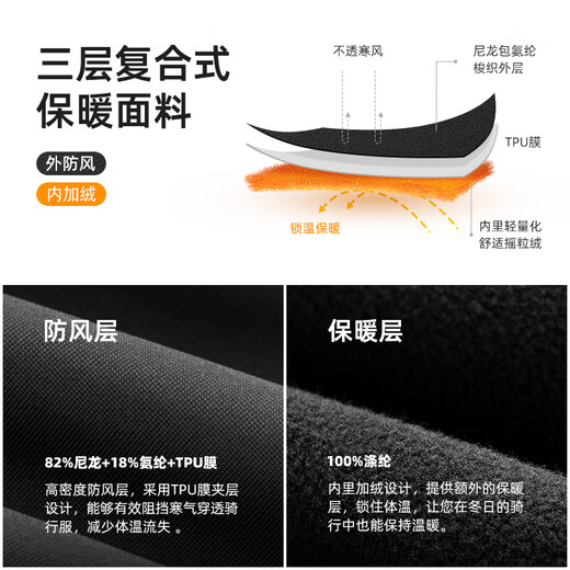 Rock Brothers Windproof Cycling Suit Long Sleeve Top Men's and Women's Warm Fleece Road Mountain Bike Sportswear Winter Black Warm Suit (with Pant Pads) Fast Shipping S