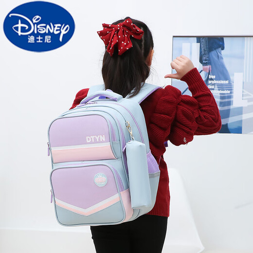 Disney (Disney) École primaire Girl 1-3-3-6 Réduction de grande capacité Campus britannique Sac à dos pour enfants de style coréen 1048 Light Purple Grade 3-6