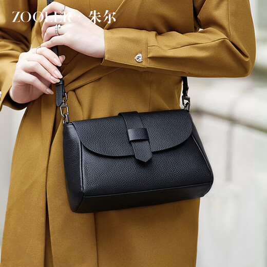朱尔（ZOOLER）软皮斜挎包时尚中年包包女2025新款春夏女士单肩包真皮妈妈包 大气黑【柔软头层牛皮-成熟大气