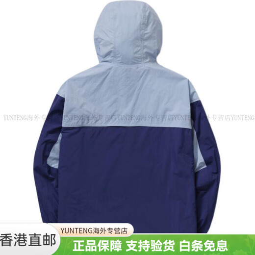KOLON SPORT拼色连帽防风风壳长袖夹克外套男女紫蓝色休闲百搭舒适简约 紫蓝色 XS