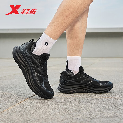 Xtep Qingyue FW men's running shoes sports shoes winter new mesh breathable lightweight shock-absorbing men's casual running shoes black