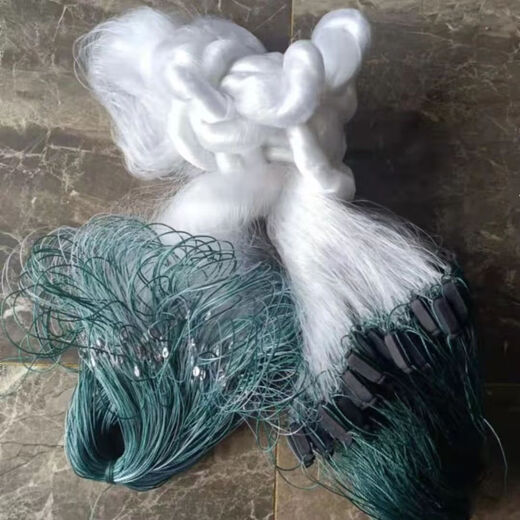 Soft silk three-layer floating net fish net sticky net 1.5 meters 2 meters 3 meters high new three-layer fishing net crucian carp sticky net hanging net 3 meters high 8 fingers white silk three-layer floating net 100 meters long