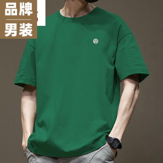 CK TRENDY AMÉRICAIN T-shirt à manches courtes Men Men's Pure Cotton Round Coldoly Casual 2025 New Fashion Brand Wide. T-shirt de style Hong Kong lâche-1365 Coton à manches courtes M [suggère 110-130jin [Jin est égal à 0,5 kg]]]