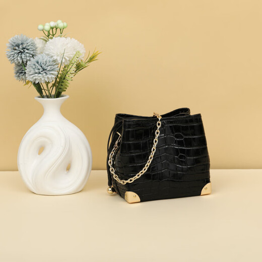 ANYSMIC官方正品包包奢侈品牌女包2025新款鳄鱼皮斜挎包女士包送女友老婆 黑色【礼盒包装】