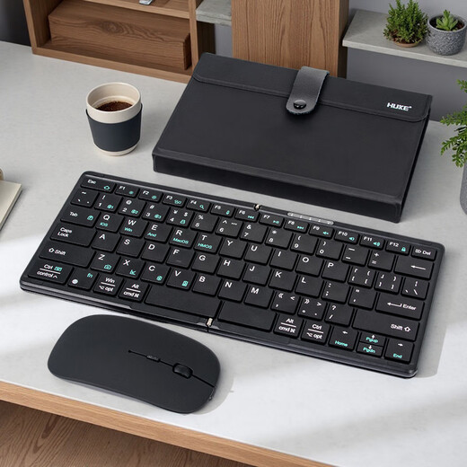 Huke Hook Folding-Tastatur tragbar, drei Bluetooth + 2.4g Wireless USB Tablet IMAC All-in-One Hongmeng Android Mobile Win Desktop Mini Host Maus-Set-Falten-Tastatur drei Bluetooth Typ-C-Nummer-Tasten schwarz.