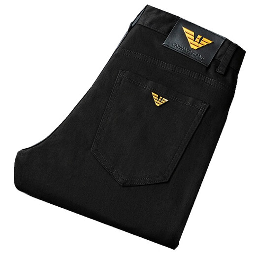 FalamaOne Armani Men's Summer 2025 Новые черные джинсы Мужские стройные ноги упругие брюки. Официальный стандарт для флагманской модели 28 2 фута 1