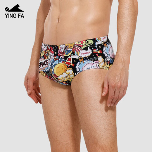 Yingfa Yingfa Dreieck kleine Boxer-Badehose für Herren mit Plattfüßen und Verbreiterung, um Peinlichkeiten zu verhindern, Renn-Trainings-Badehose für Erwachsene und Kinder, neuer Cartoon-Druck, 3 l