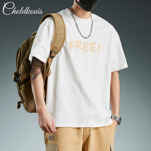 Juro por la camiseta pesada de la camiseta de manga corta de Guangdong, impresión simple versátil, holgazán de manga de mangas a media manga-1585 corta.