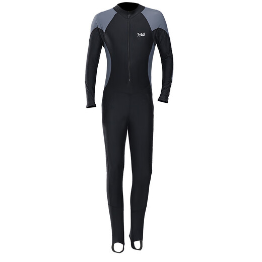 He Jiagong diving suit men's one-piece jellyfish suit long-sleeved trousers snorkeling full-body sun protection quick-drying warm swimsuit large size winter swimming black and gray long-sleeved M recommended 98-115 Jin Jin equals 0.5 kg