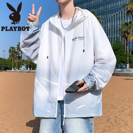Playboy (Playboy) Couleur de dégradé Ice Ice Silk Scred Vêtements pour hommes en été léger et respirant des vêtements de crème solaire pour les adolescents manteau d'été 6629 Blue M (environ 80 ~ 100 Jin [Jin est égal à 0,5 kg] peut être usé) peut être porté)