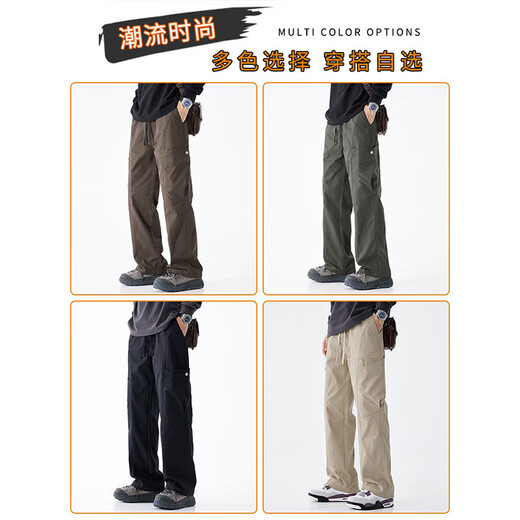 Pantalones casuales europeos y americanos de Charlotte para hombres en verano delgada solta 2025 NUEVA Marca de moda Pantalones de carga al aire libre 9857B Negro [Summer delgado] L 105Jin [Jin iguala 0.5 kg] -120Jin [Jin equivale a 0.5 kg]