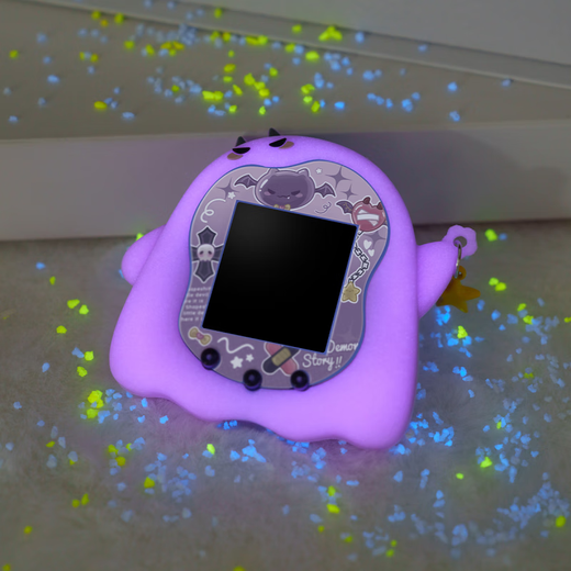 Tamagotchi uni mascota electrónica Purple Little Devil Silicone Cubierta protectora para pegatinas Educación temprana UNI Pink Little Devil Cover - Ded Stickers and Hands