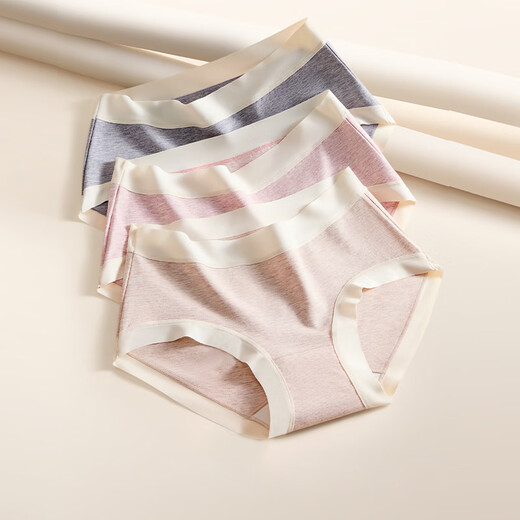 Yu Zhaolin Sous-vêtements féminins Mid-Waist respirant sweet sweet sweet arbore confortable Triangle Women's Underwear DS1396 (Mist Blue + Abricot Skin + Taro Purple 3 M